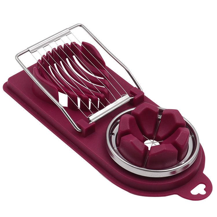 Multifunctional PP Base Egg Cutter 2 In 1 Stainless Steel Wire Pull Egg Cutter for Hanging High-quality Kitchen Accessory Tools