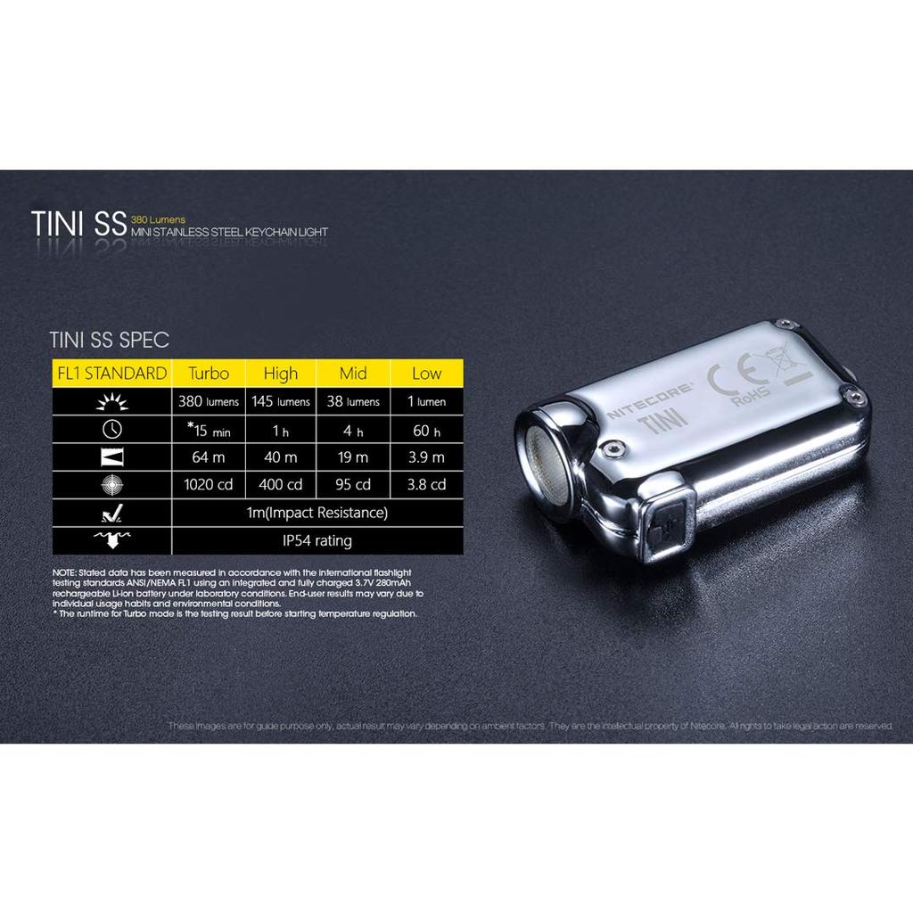 Nitecore TINI SS 380 Lumen Rechargeable Keychain Flashlight USB-C (Limited Edition)