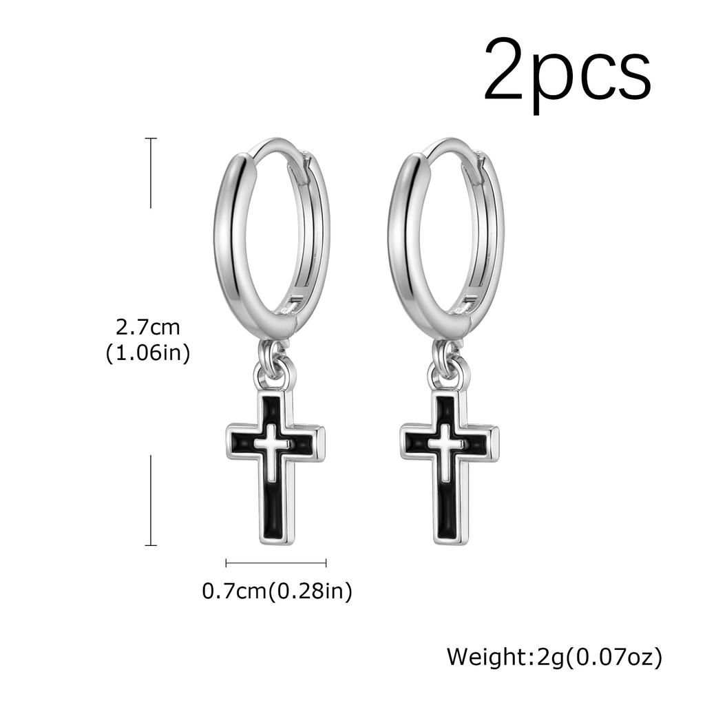 Klasické Punkové Náušnice Kroužky s Pověsem Křížku pro Muže Módní Nevyblednou Visací Náušnice Voděodolné Piercing Šperky Dárek