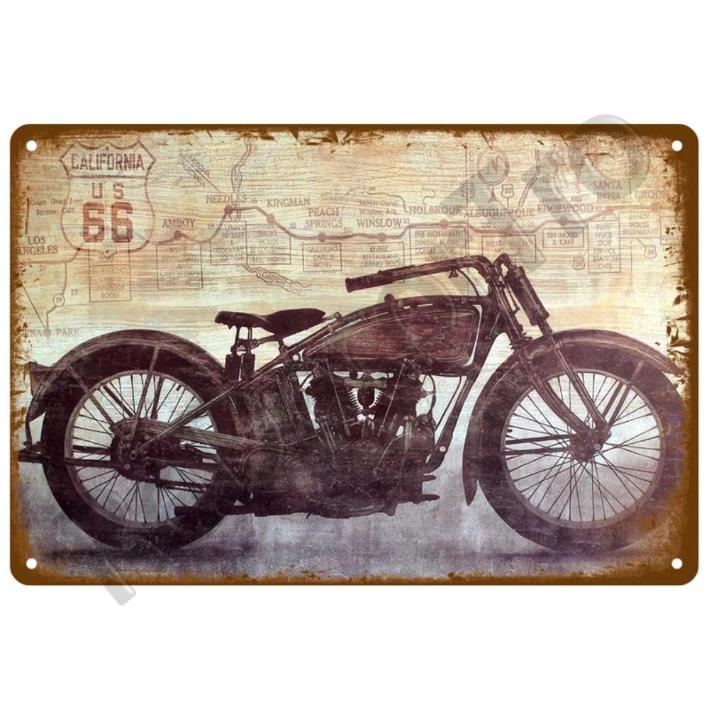 Metalowa Tabliczka Dekoracyjna na Ścianę do Garażu Motocyklowego 20x30cm
