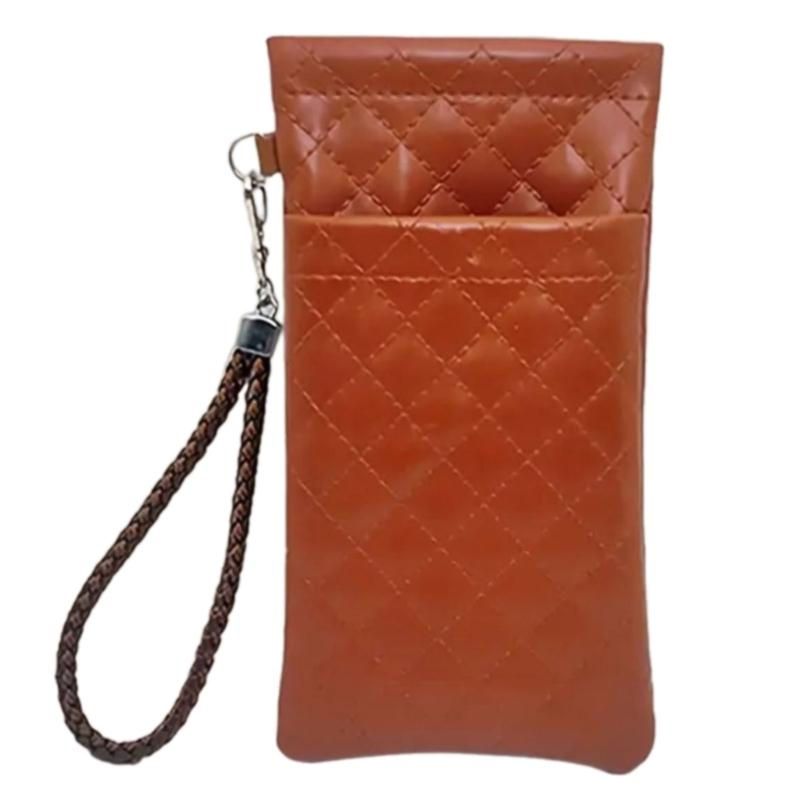 

Scratch Resistant Soft PU Leather Sunglasses Case Double Storage Pouches Compact Travel Design Squeeze Top Sunglasses Bag