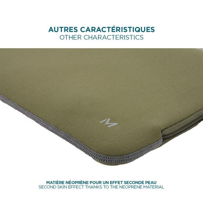 Housse de Protection en Néoprène para Ordinateur Portable 12.5-14 pouces - Compatible MacBook Air/Pro - Kaki et Gris - MOBILIS
