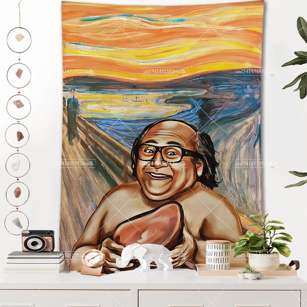 Danny Devito Starry Night Tapestry Funny Rum Ham Meme Tapestrys Aesthetic Room Decoration Landscape Tapestries Wall Art Posters