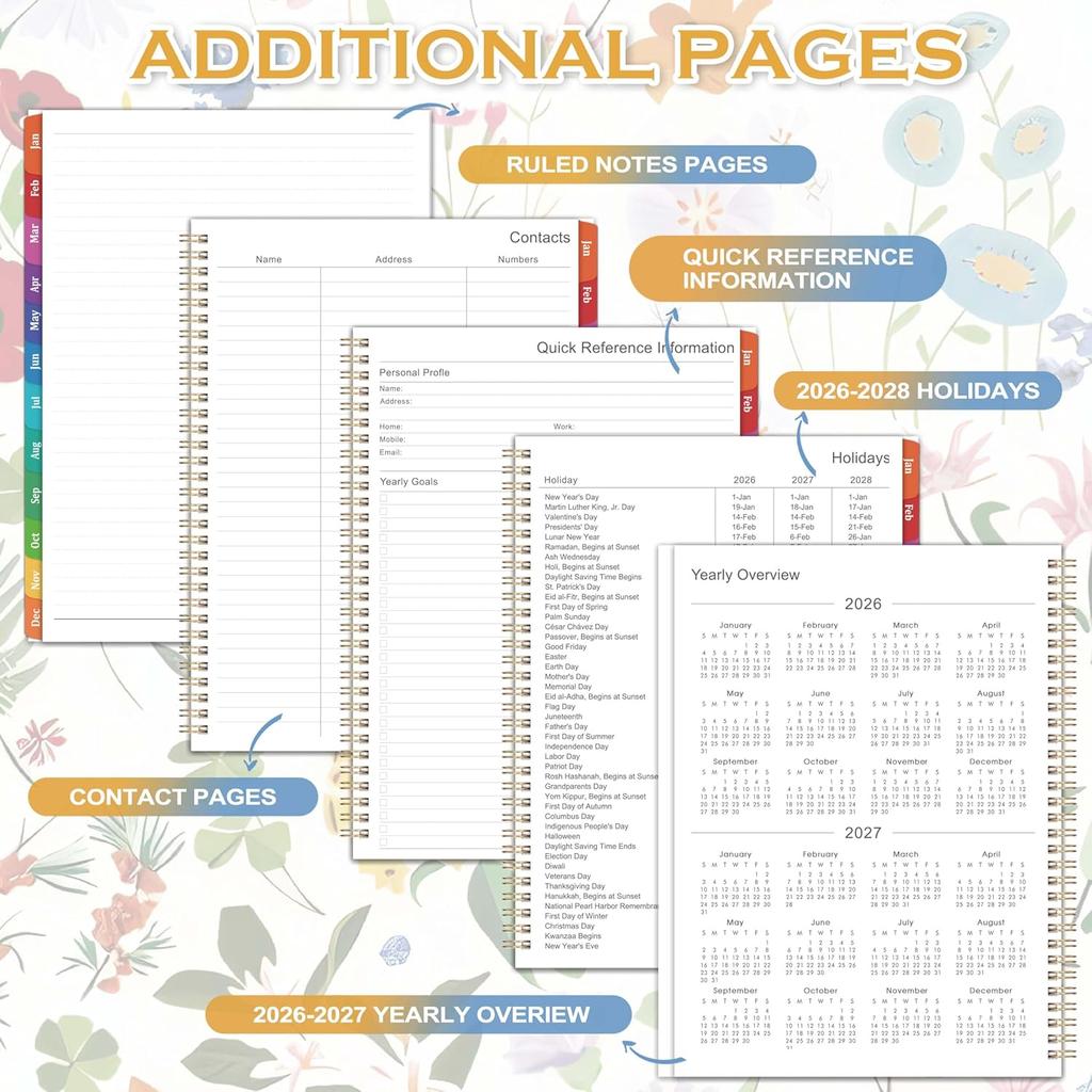 2026 Planner - 2026 Planner Weekly and Monthly from January to December, 9" x 11", Calendar Monthly Planners with Reference Calendar