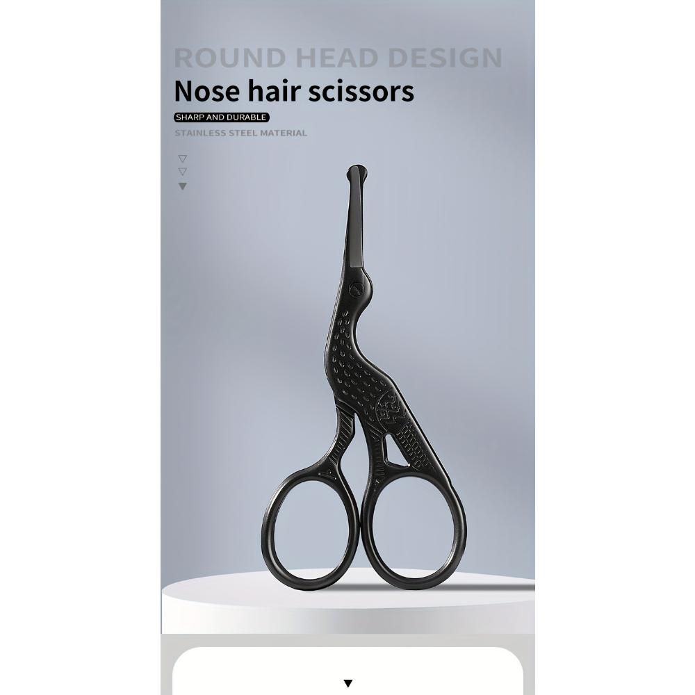 Ciseaux à poils de nez à tête ronde en acier inoxydable, ciseaux à sourcils, poils de nez, barbe, poils d'oreilles, ciseaux à sourcils en acier inoxydable, ciseaux à cheveux pour hommes et femmes