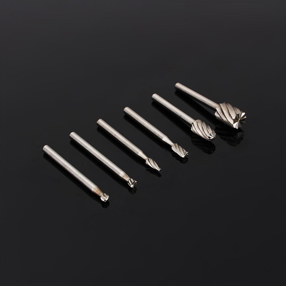 6pcs HSS Burr End Mill Cutter File Rotary Tool Router Bit Set 3.17mm 8mm Head SG