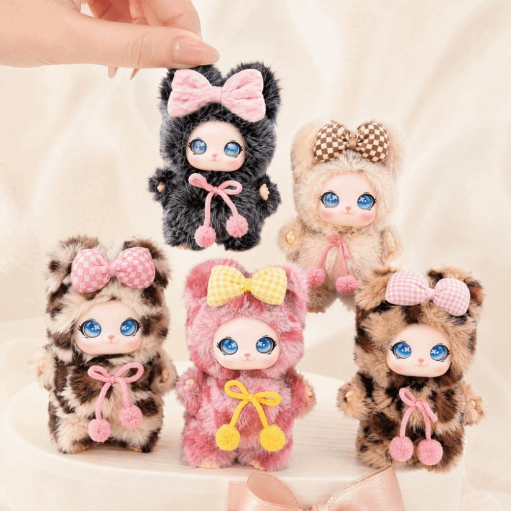 Plush Material Vinyl Face Doll Pendant Cute Design Rabbit Cat Plush Doll Birthday Xmas Gift