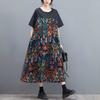 Women's Summer Floral Ruffle Dress  Plus Size Line Dress with Sheer Panel Detailing Vintage Inspired Loose Fit Maxi