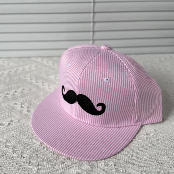 Fashion Korean version striped mustache flat edge baseball cap men and women four seasons street hip hop board hat American cap flat brim