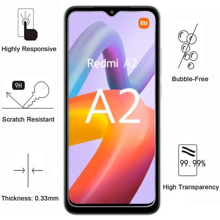 Case for Xiaomi Redmi A2 - Phonillico - Soft Silicone - 2 Tempered Glasses - Scratch-Resistant - Shockproof