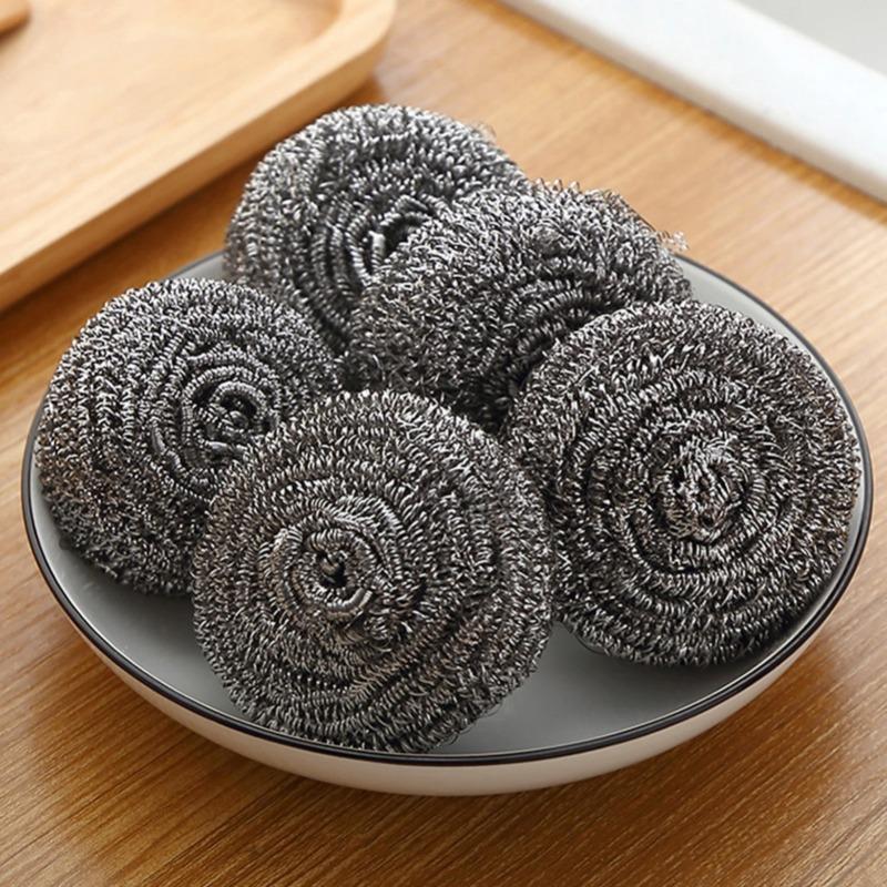 6/18pcs Stainless Steel Scrubber Scouring Pads Cleaning Ball Steel Wool Scrubber for Kitchen Pot Pan Dish Bathroom Cleaning