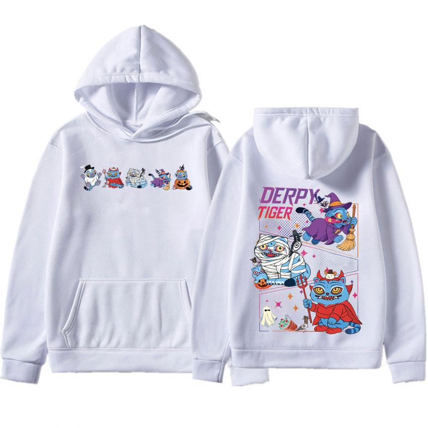 Dam KPop Demon Hunters Derpy Tiger Dubbelsidig Tryck Gotiska Huvtröjor Hipster Herr Sweatshirts Tröja Tonåringar