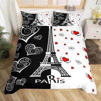 Eiffelturm Paar Bequemer Bettbezug Steppdecke Kissenbezug Bettwäscheset Kinder Schlafzimmer Dekoration Heimtextil