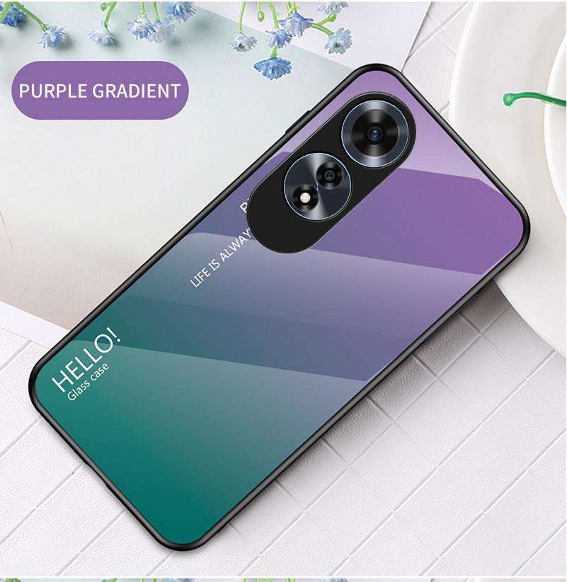 Gradient Tempered Glass Protect Case for OPPO A60 A79 A18 A38 A98 A78 A58 A17 A16 Glossy Back Cover