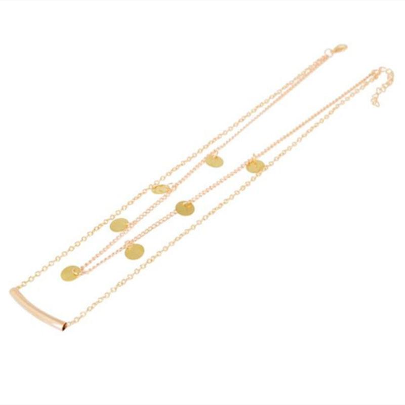 New classic street auction fashion personalized jewelry stacked women, double-layer U-shaped tube round sequined necklace