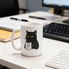 Ceramic Coffee Mug Is He Dead Yet 330ml Novelty Cup Black Cat Design Tea Cup Caffeine Attitude Mug for Office Home Use