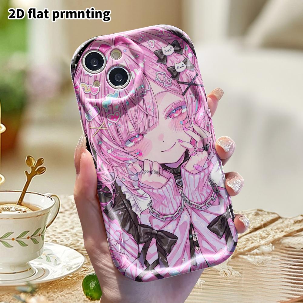 Phone Case: 2D Flat Design, Suitable for iPhone 18, 17, 16, 15, 14, 13, 12 Pro Protection, Phone Decoration, Sweet Cool Pink Hair, Halloween and Chris
