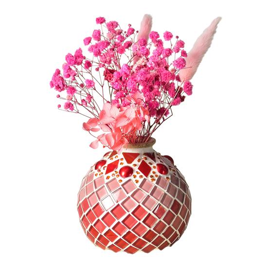 1 Set Handmade Mosaic Vase Kit with Wooden Vase Mosaic Tiles Tools Kids Adults Beginner Handcrafted