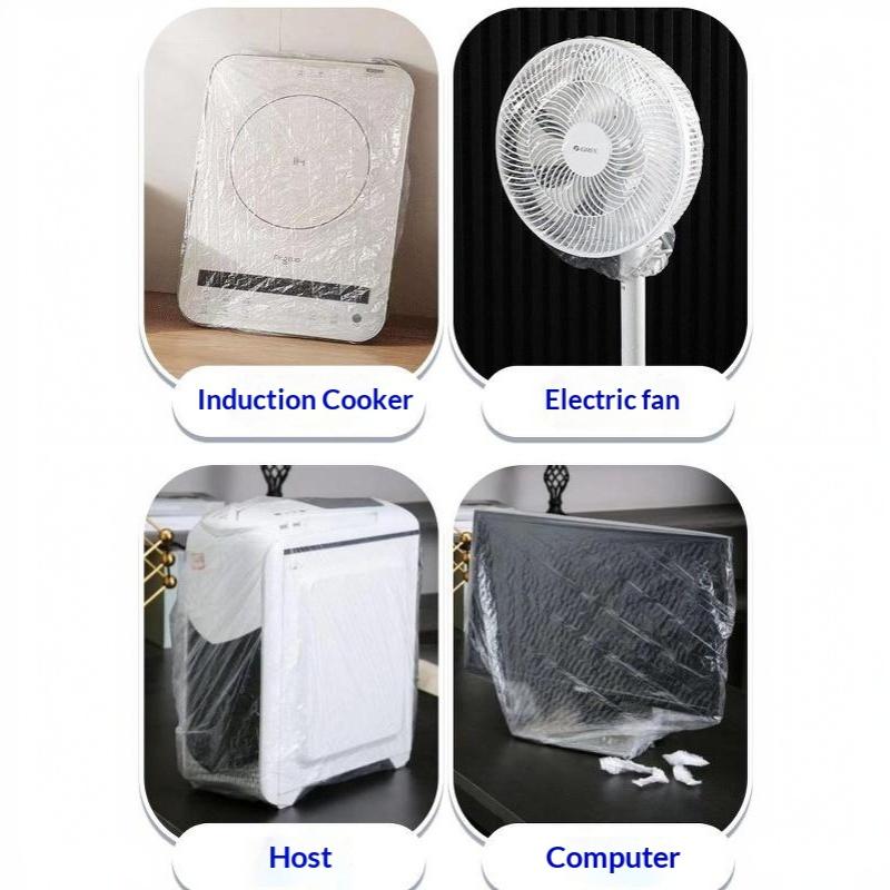 50Pcs Disposable Plastic Dust Cover Elastic Transparent Waterproof Protective Bag For Kitchen Appliance Household Use