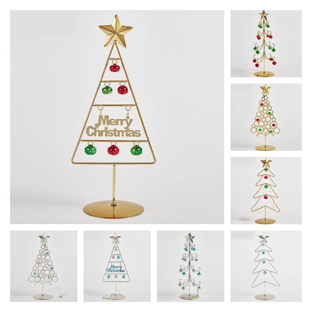 Iron Small Tabletop Christmas Tree Simulates Glowing Bell Decorations Trees