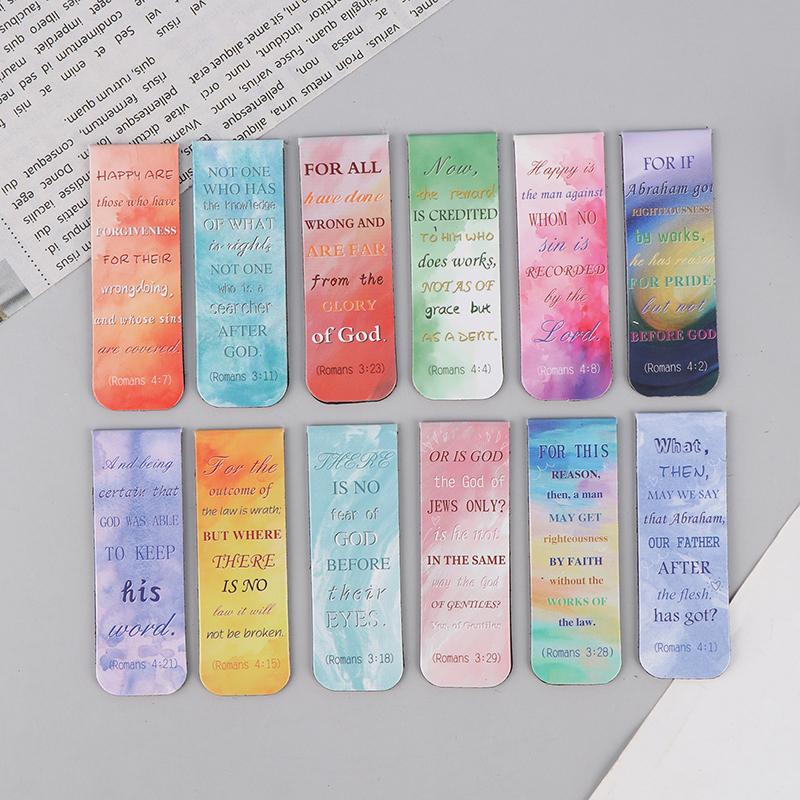 12Pcs Aesthetic Motivational Bible Quotes Paper Bookmarks Diy Students Readers Page Markers Library Office Page Marking