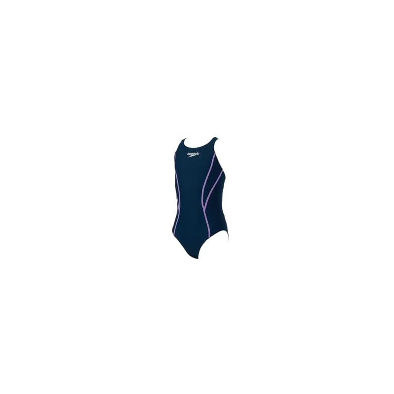 [Speedo] Flex Zero Junior Swimsuit, Navy/Lilac, Size 140
