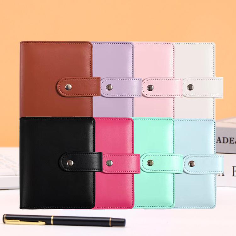 A7 Crocodile Black Pink Color 6 Ring Binder PU Clip-on Notebook Leather Loose Leaf Notebook Cover Notebooks Journal Stationery