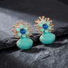 Exaggerated Starfish Stud Earrings Bohemian Shell Drop Earrings Rhinestone Dangle Earrings  Women