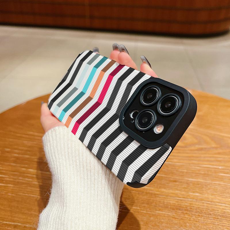 Vertical Grain Leather Shell Green 3D Printed Patterned Soft Silicone Phone Case Back Cover with Camera Lens Full Protection for iPhone