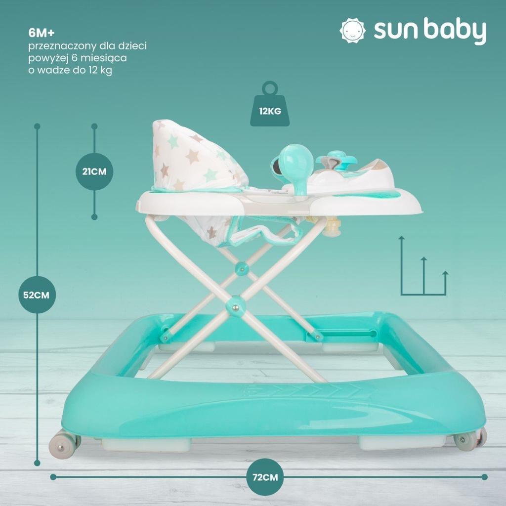 Caminador Interactivo para Niños para Aprender a Caminar Ajuste de Altura Volante Frenos Menta Estrellas