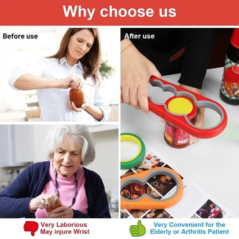 Burköppnare Multifunktionell fyra i en dryckesflasköppnare Cap Twister Fyrpositionsburköppnare Anti-Slip Cap Twister