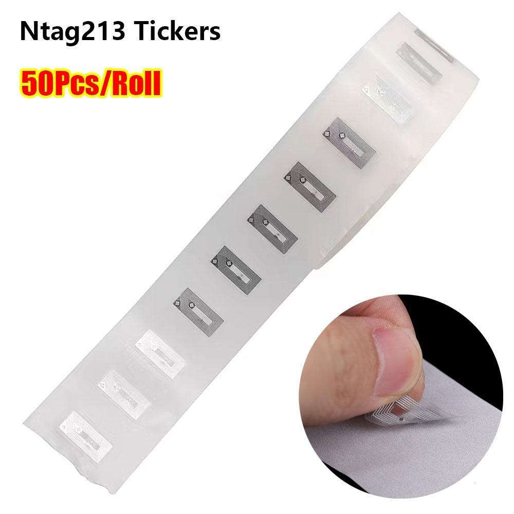 50Pcs 1K S50 NFC Chip NTAG213 Sticker Block 0 Rewritable RFID Tag  for Cellphone NFC Application