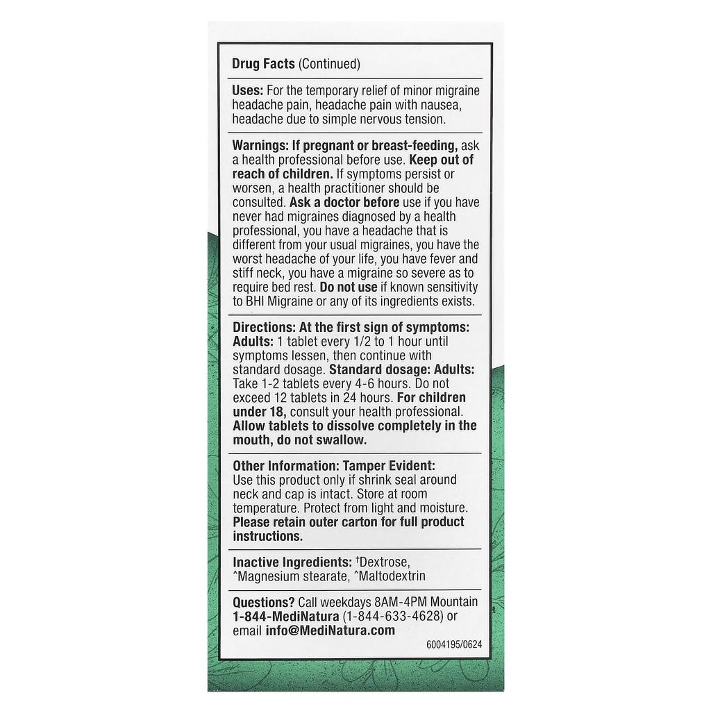 Bhi, Migraine Relief, 100 Tablets