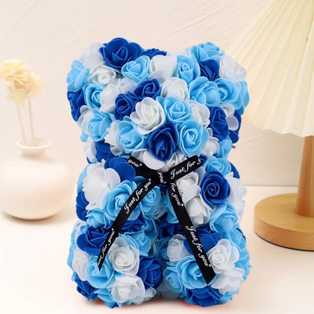 16*24cm Künstlicher Teddy-Rosenbär Mehrfarbig Romantisches Valentinstagsgeschenk Blumenbär Freundin Damen Jahrestag Bär