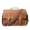 Men's Retro Crazy Horse Leather Crossbody Briefcase - Large Capacity Genuine Cowhide Handbag