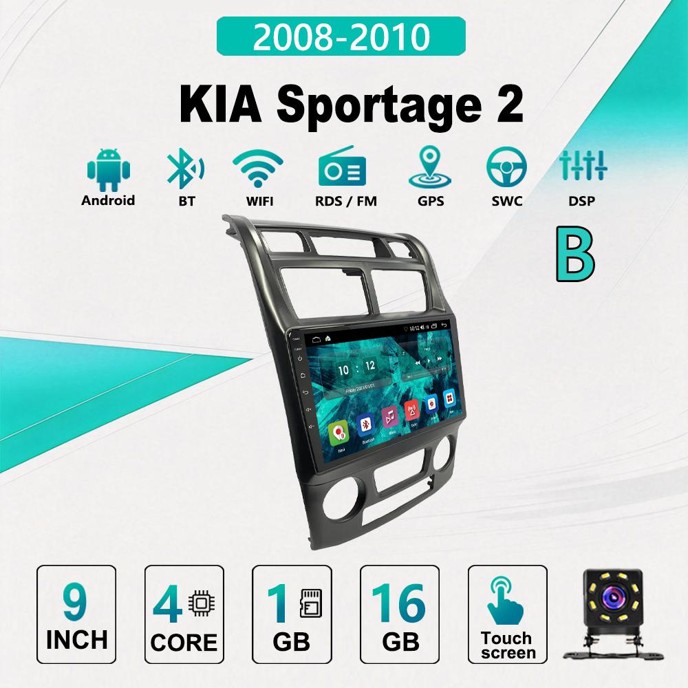 2Din Android Car-Play Car Radio,KIA Sportage 2 2008-2010,Multimedia Player Head Unit Stereo GPS Navigation BT WIFI,1+16GB