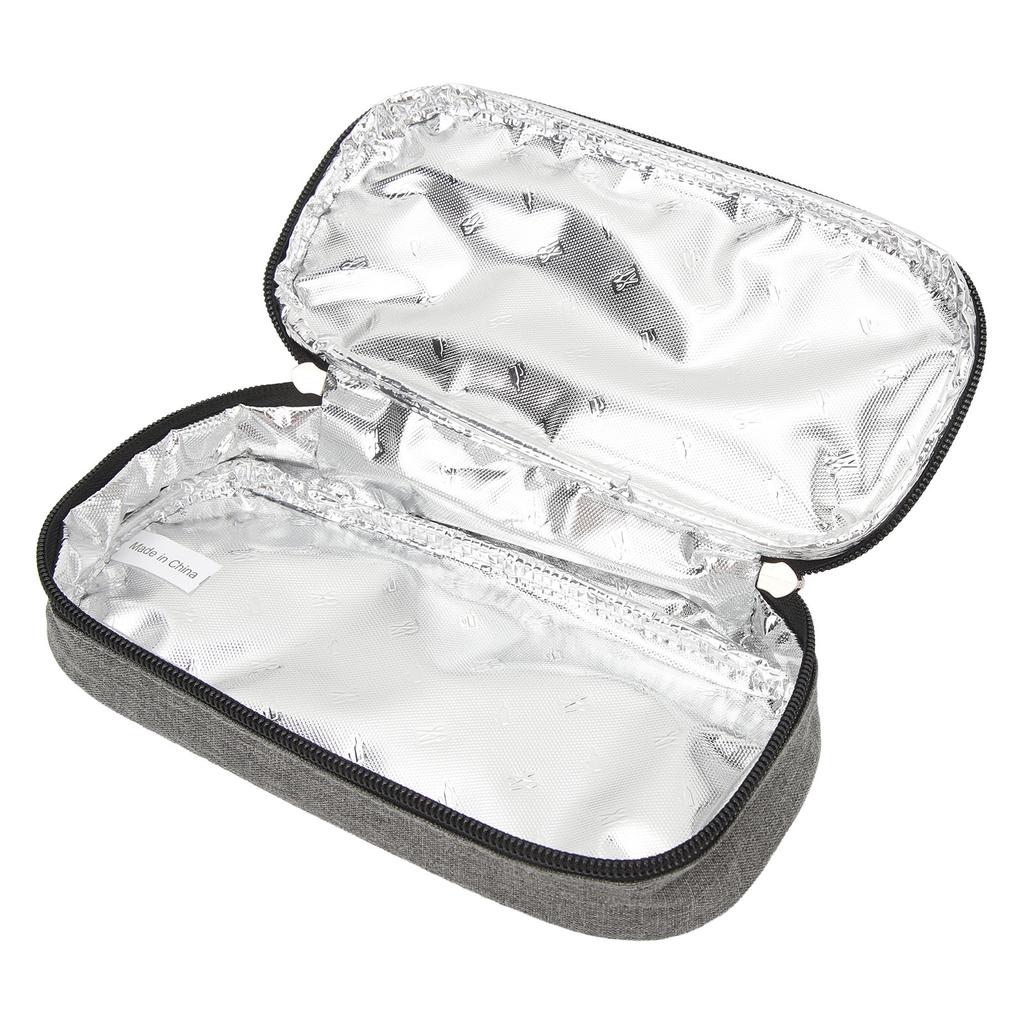 Insulin Cooler Travel Case Portable Waterproof Large Capacity Grey Diabetic Insulated Cooling Bag for Insulin Pen Medication Diabetic Supplies