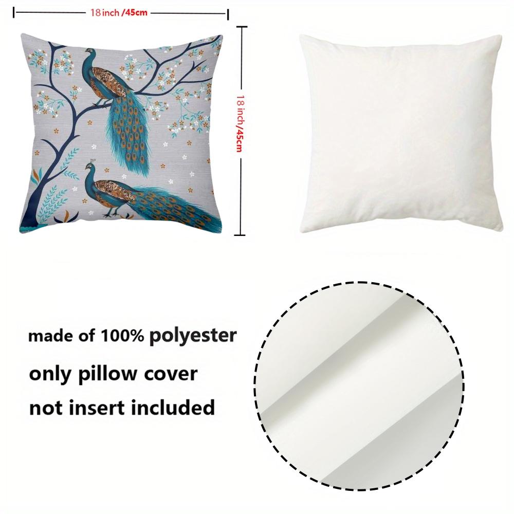 Peacock Tree Deer Printed Decorative Cushion Covers Polyester Pillowcase, Sofa Decorative Cushion Cov Headboard Pillow