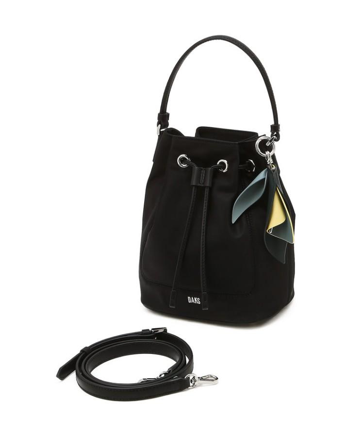 Daks Womens Accessories Black Flower Charm Nylon Drawstring Bag_Dcba6E524Bk