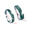 2x Sweet Simple Irregular Green Leaves Couple Ring For Women Lover Silver Open Resizable Ring Romantic Wedding Jewelry
