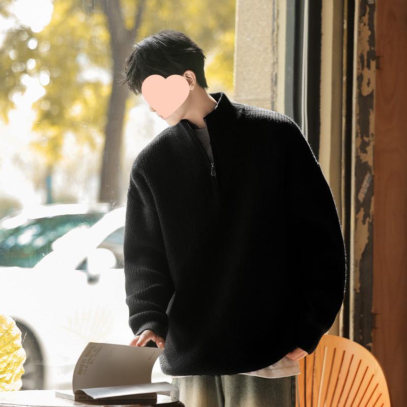Men's Fall/Winter 2025 Cozy Loose-Fit Half-Zip High Neck Sweater