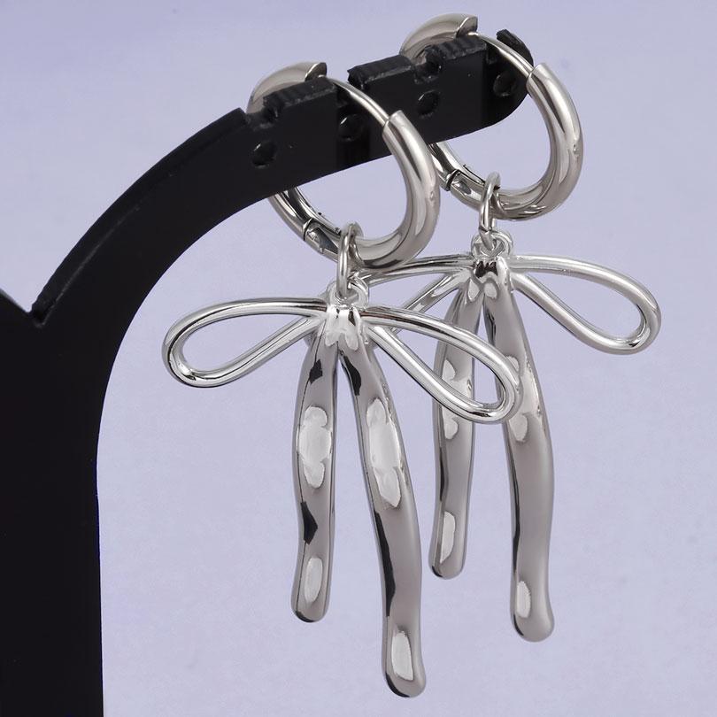 1 Paar Silberfarbene Liebesherz Schleifenknoten Charms Ohrringe Edelstahl Creolen Ohrringe Für Damen Herren Accessoires Sonnenblumen Schmuck