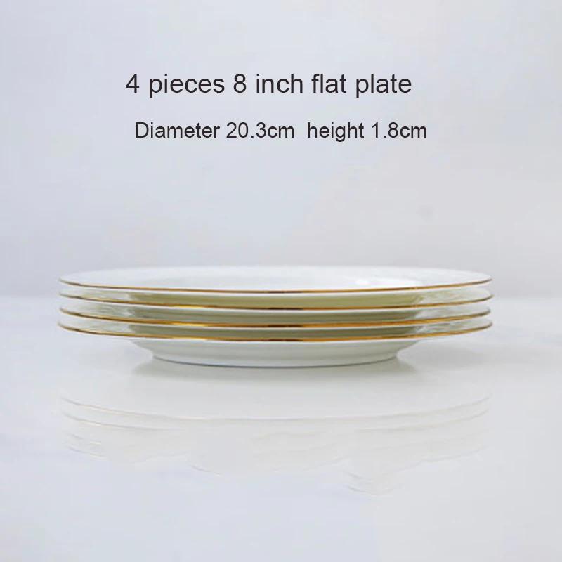 4Pcs Set Ramen Bowl Set Phnom Penh Embossed Rice Bowl High-quality Bone China 6 Inch Noodle Dinner Plate Set Ceramic Dinnerware