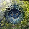 Metal Owl Wind Spinner 2D Rotating Garden Decor Outdoor Wind Chime for Patio Yard Balcony Decoration