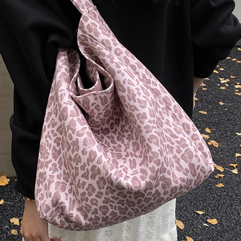 Autumn New Retro Leopard Print Double-sided Niche High-value Tote Bag Large-capacity Commuter Shoulder Bag