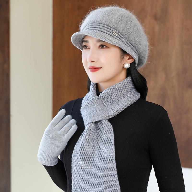 Elderly Hat Women's Autumn and Winter Thickened Warm Wool Hat Cold Knitted Cap