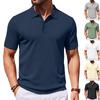 Men's Business Casual Polo Shirt Short Sleeve Knitted Fabric Soft Breathable Comfortable Fit Classic Collar Button Placket