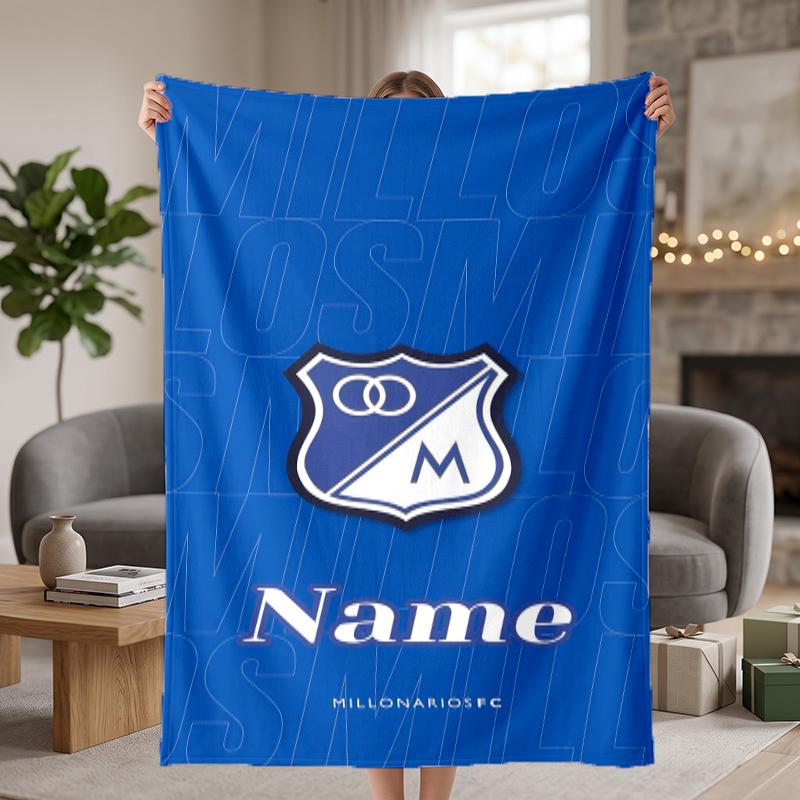 Millonarios FC Custom Flannel Blankets Soft Warm Cozy Throws for Home Decor Holiday Gifts