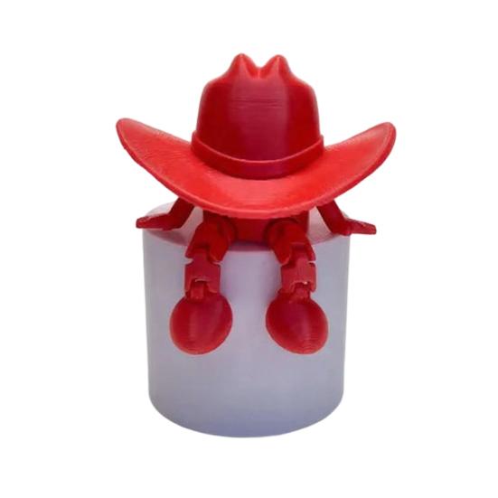 Desktop Ornaments Cowboy Shape Hat Figurine Faceless 3D Printed Funny Adjustable Sitting красный