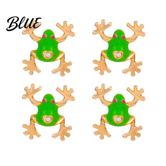 Animal Ear Accessories 46024 Pairs Frog-Shaped Earrings Sparking Rhinestones Inlaid